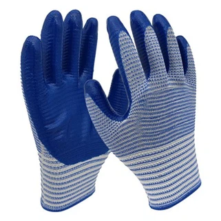 Guantes de seguridad de nitrilo con rayas de cebra azules